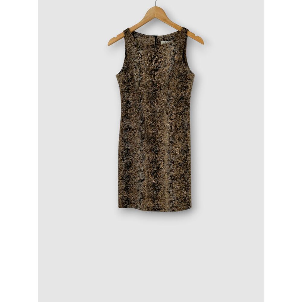 Y2k Vintage Reptile Scale Print Sleeveless Sheath Dress Size 4 Petite